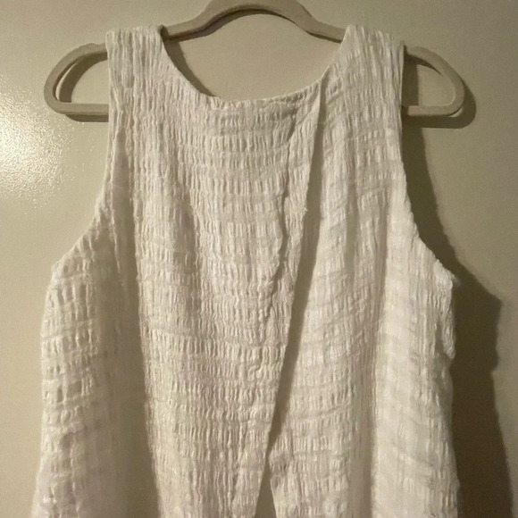 PURE JILL 100% Linen White Sleeveless Layered Sheath Dress Size Large - Picture 8 of 11